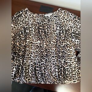 Counterparts Leopard-Print Short Sleeve Top in Tan and Black